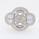 Elegant oval blue turquoise sterling silver ring with accent stones, perfect for a sophisticated collection.